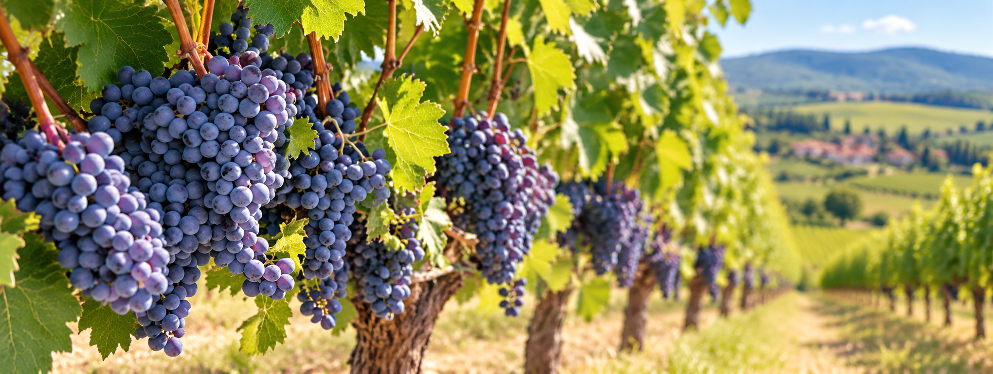 Grappes de raisin dans les vignobles de la vallée du Rhône, séminaire terroir et œnologie