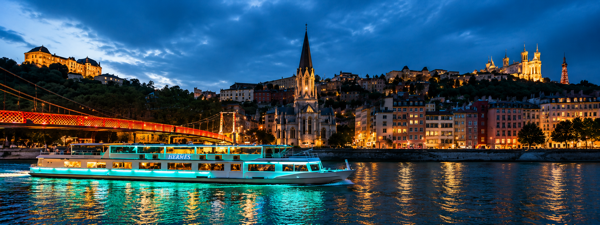 Soirée croisière d'entreprise à Lyon avec chanteurs, musique live et cocktail à bord