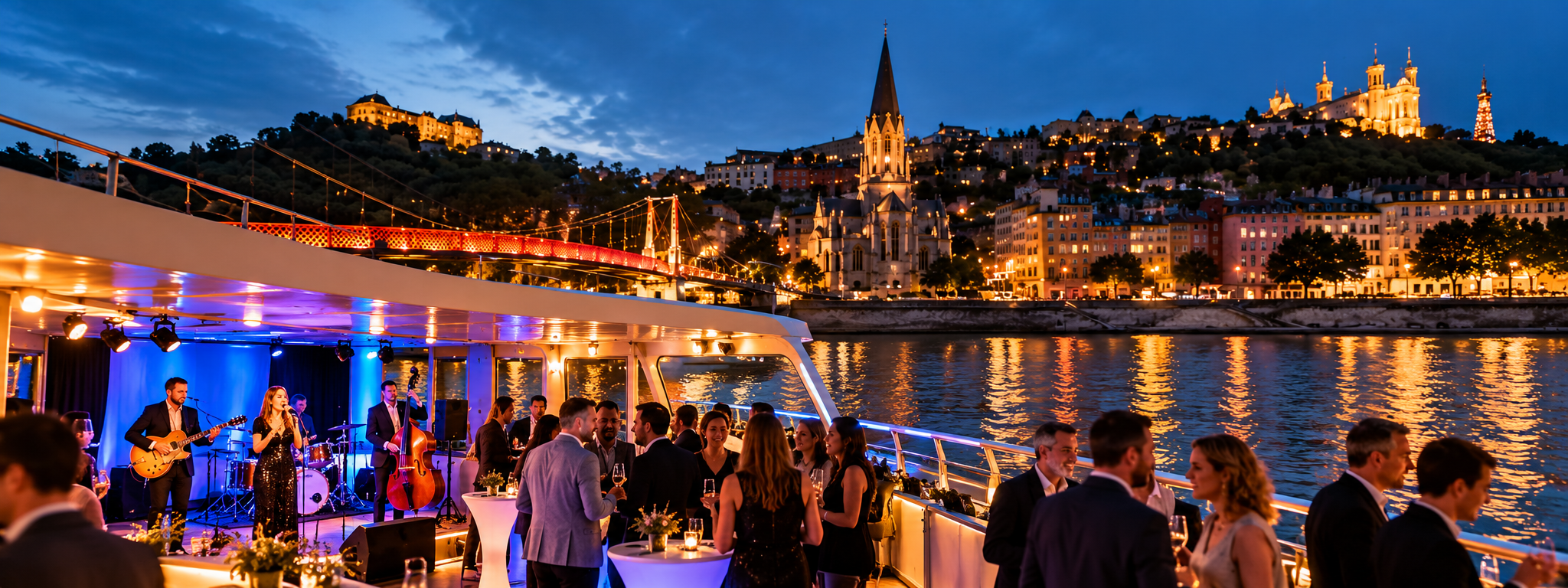 Soirée festive en croisière à Lyon pour un événement d'entreprise