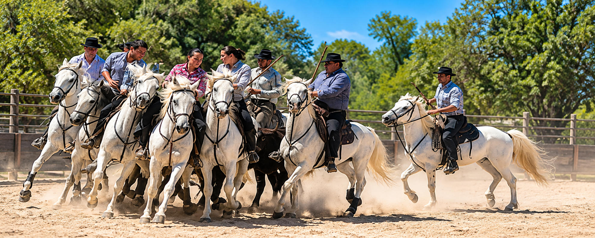 Démonstration équestre dans une manade en Camargue lors d'un séminaire d'entreprise