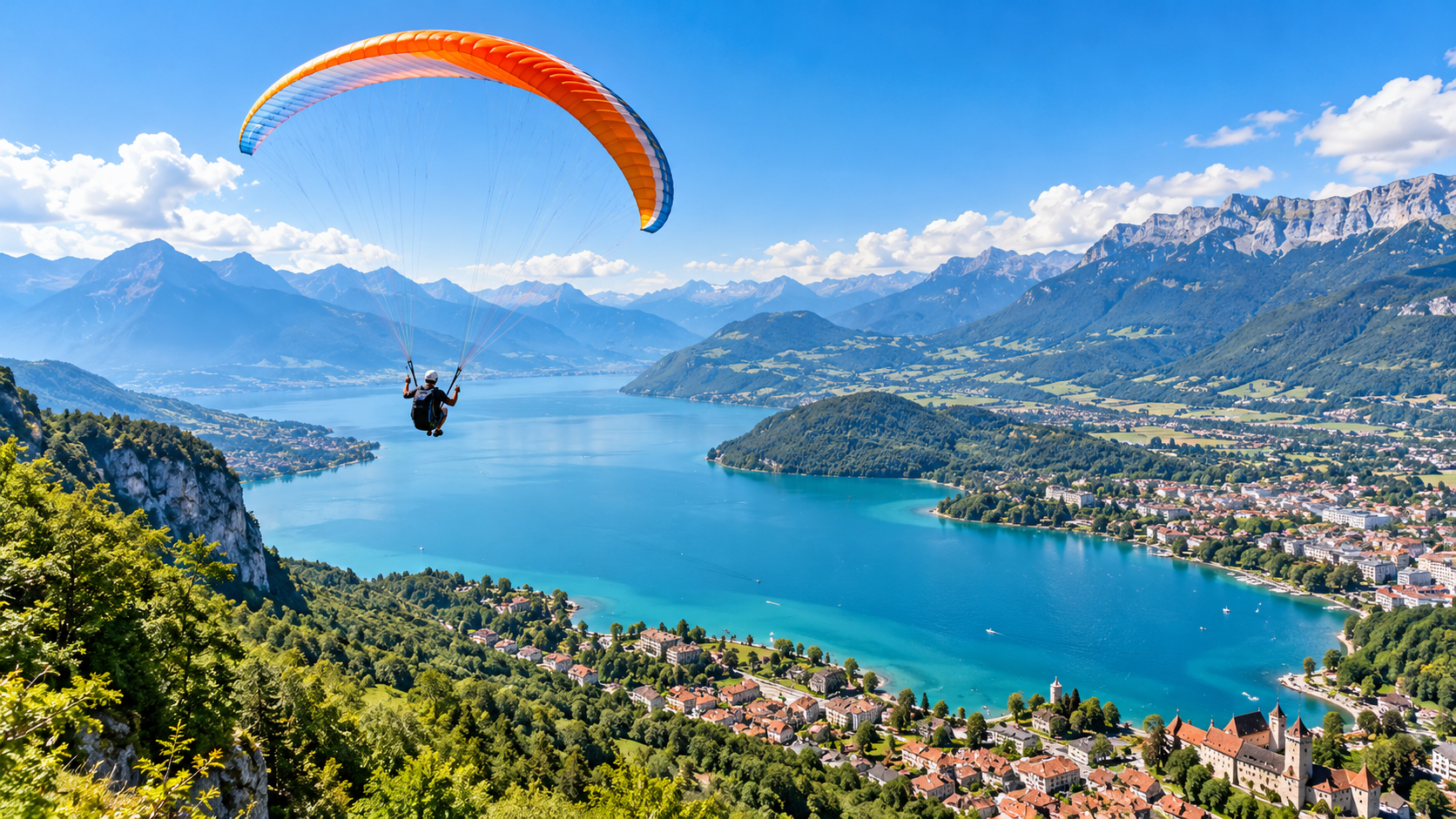 Séminaire CODIR à Annecy : vol en parapente au-dessus du lac et des montagnes